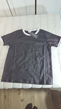 Spring&Gege Kids Cotton Ringer Tee Black and White Short Sleeve T-Shirt